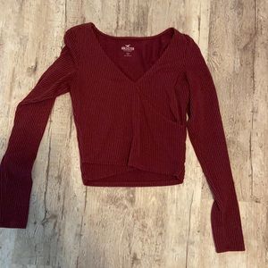 Hollister Ribbed Wrap Front Top